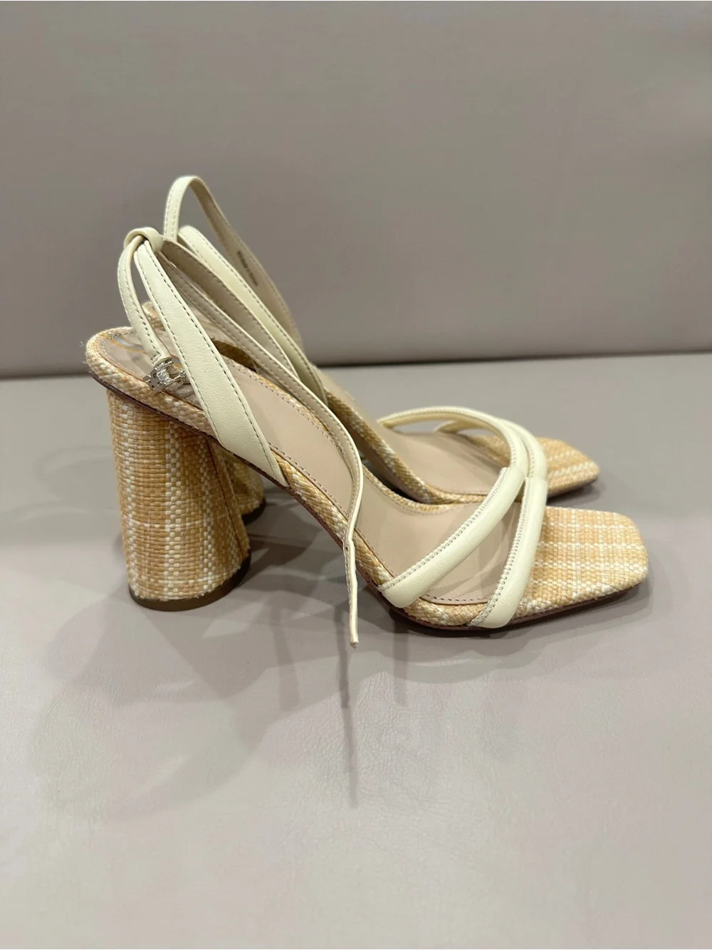 Sam Edelman Women's Kia Bleached Wheat Strappy Block Heel Sandals